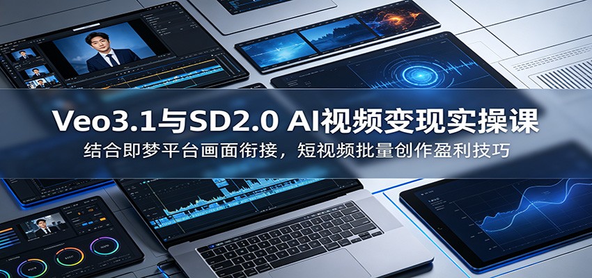 Veo3.1与SD2.0 AI视频变现实操课课：结合即梦平台画面衔接，短视频批量创作盈利技巧-niguangts