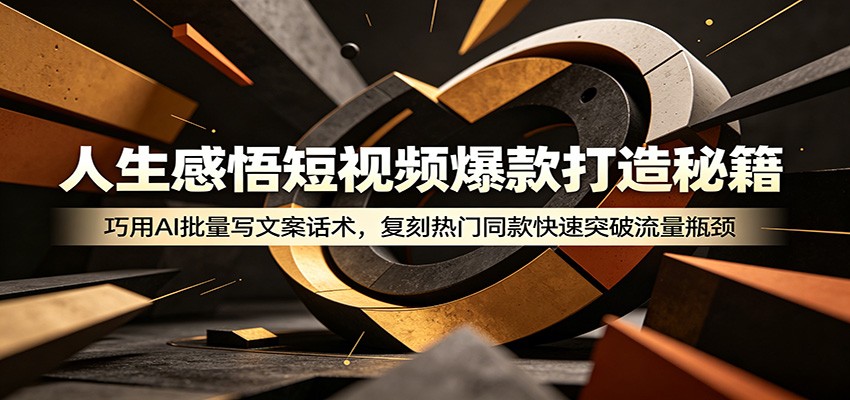 人生感悟短视频爆款打造秘籍：巧用A 批量写文案话术，复刻热门同款快速突破流量瓶颈-niguangts