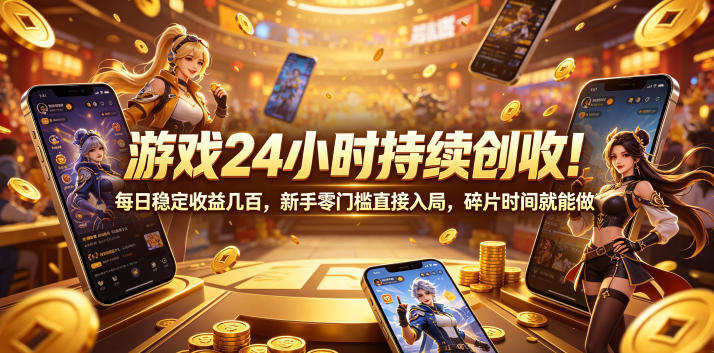 游戏24小时持续创收！每日稳定收益几百，新手零门槛直接入局，碎片时间就能做【揭秘】-niguangts