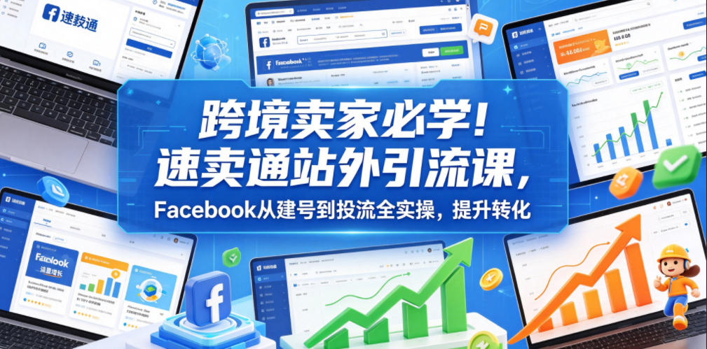 跨境卖家必学！速卖通站外引流课，Facebook从建号到投流全实操，提升转化-niguangts