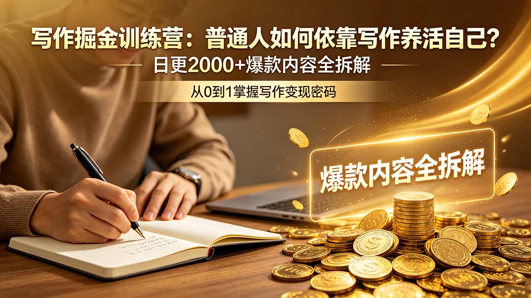 写作掘金训练营：普通人如何依靠写作养活自己？日更2000+爆款内容全拆解-niguangts