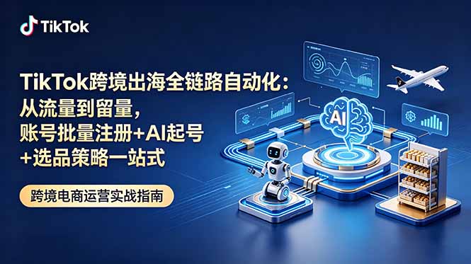 TikTok跨境出海全链路自动化：从流量到留量，账号批量注册+AI起号+选品策略一站式-niguangts