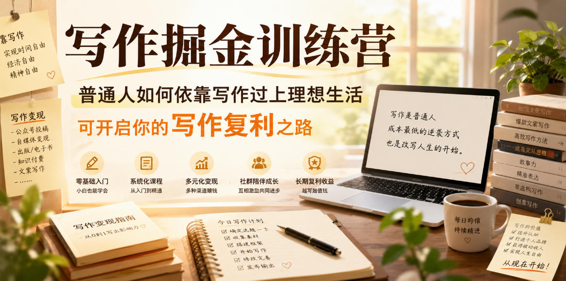 写作掘金训练营，普通人如何依靠写作过上理想生活，可开启你的写作复利之路(更新6月)-niguangts