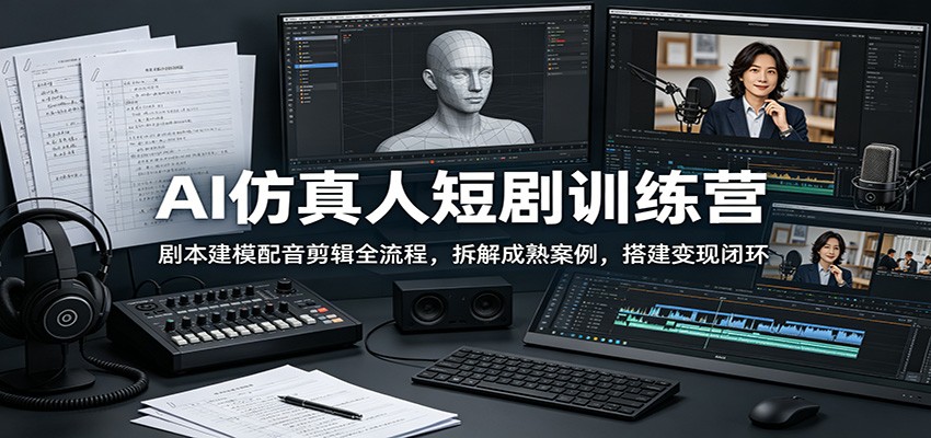AI仿真人短剧训练营：剧本建模配音剪辑全流程，拆解成熟案例，搭建变现闭环-niguangts