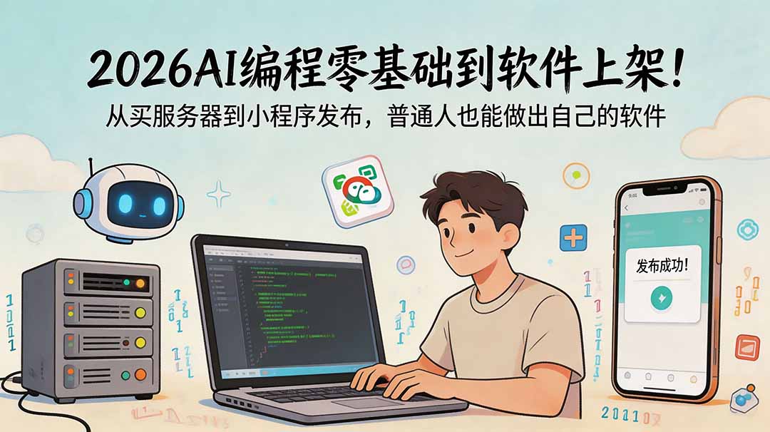 2026AI编程零基础到软件上架！从买服务器到小程序发布，普通人也能做出自己的软件-niguangts
