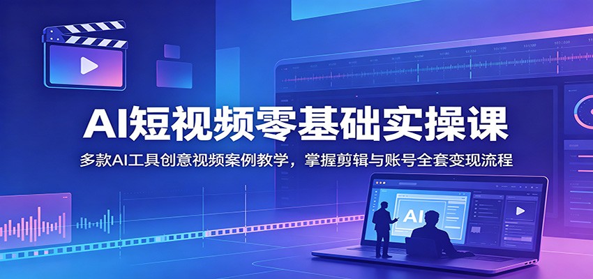 AI短视频零基础实操课：多款AI工具创意视频案例教学，掌握剪辑与账号全套变现流程-niguangts