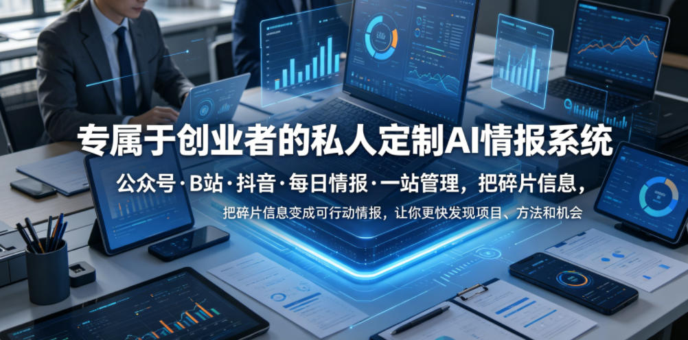 专属于创业者的私人定制AI情报系统，公众号·B站·抖音·每日情报·一站管理，把碎片信息变成可行动情报，让你更快发现项目、方法和机会-niguangts