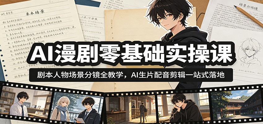 AI漫剧零基础实操课：剧本人物场景分镜全教学，AI生片配音剪辑一站式落地-niguangts