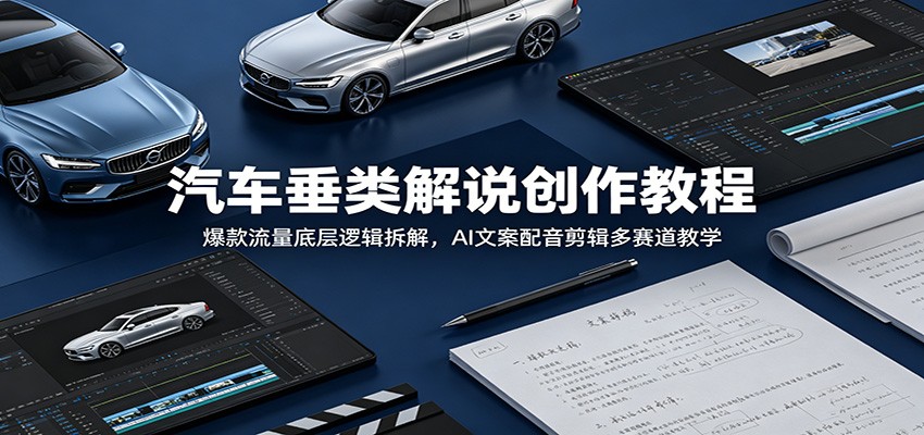 汽车垂类解说创作教程：爆款流量底层逻辑拆解，AI文案配音剪辑多赛道教学-niguangts
