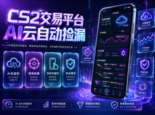 CS2交易平台AI云自动捡漏，多年稳定运行，无需手机，支持任何形式验证，日入300+【揭秘】-niguangts