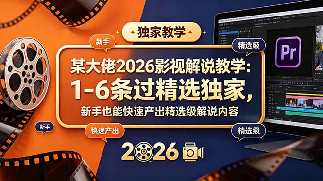 某大佬2026影视解说教学：1-6条过精选独家，新手也能快速产出精选级解说内容-niguangts