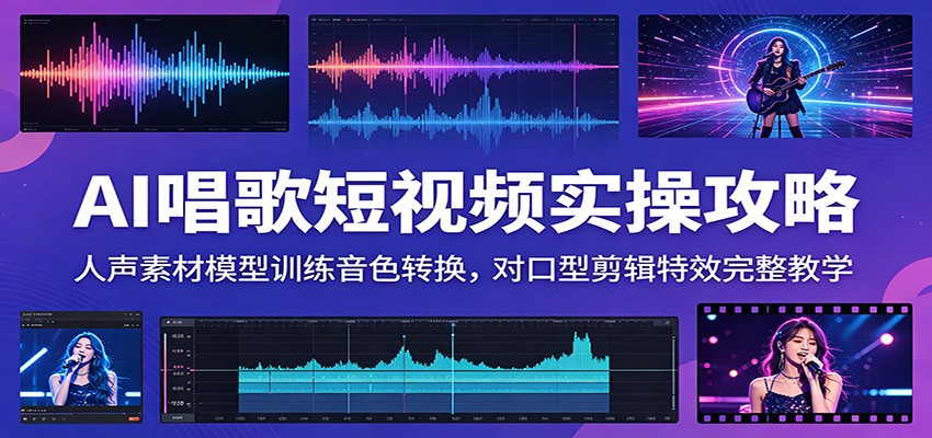 AI唱歌短视频实操攻略：人声素材模型训练音色转换，对口型剪辑特效完整教学-niguangts