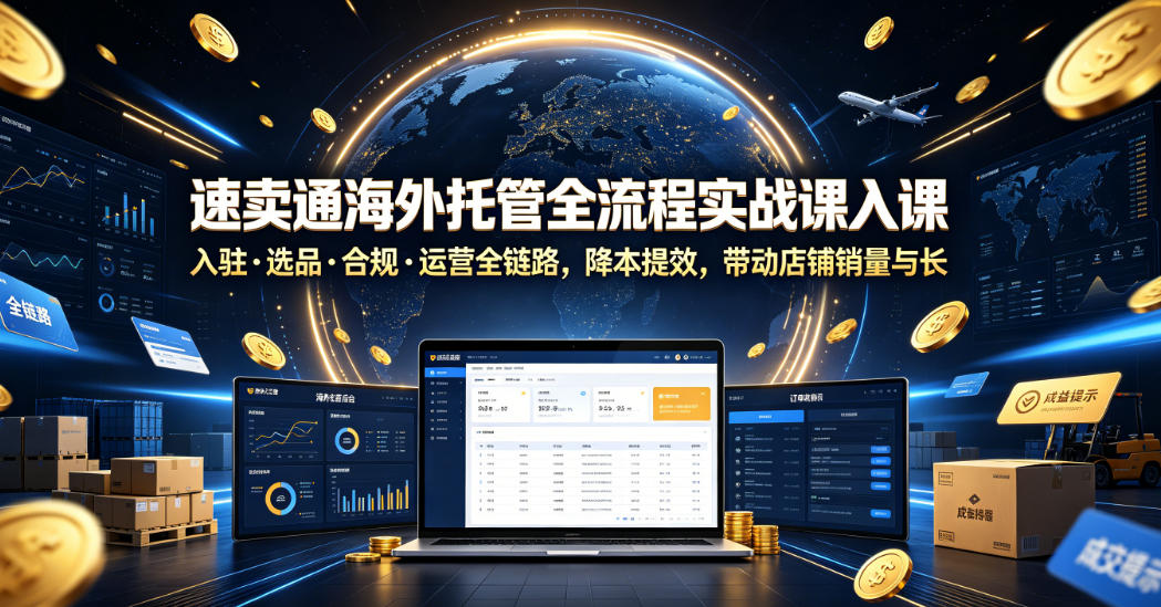 速卖通海外托管全流程实战课入驻・选品・合规・运营全链路，降本提效，带动店铺销量与收益增长-niguangts