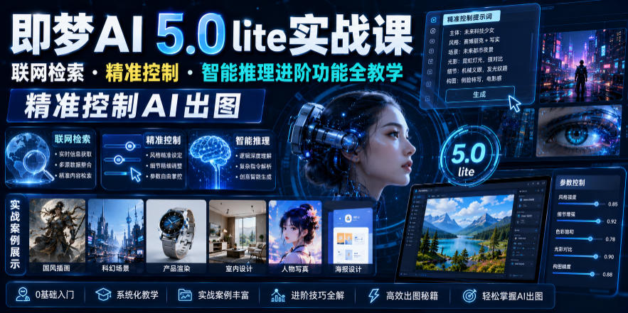 即梦AI 5.0 lite实战课，联网检索・精准控制・智能推理进阶功能全教学，精准控制AI出图-niguangts