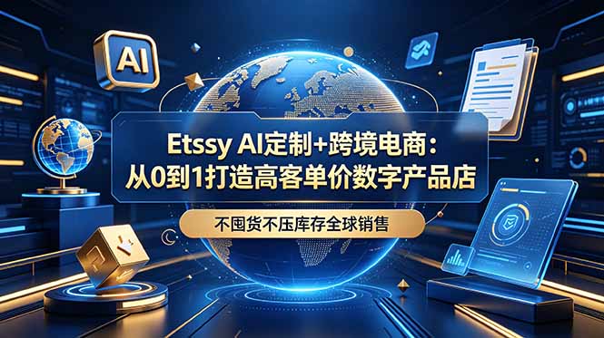 Etsy AI定制+跨境电商：从0到1打造高客单价数字产品店，不囤货不压库存全球销售-niguangts