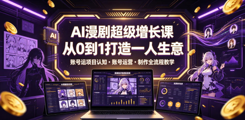AI漫剧超级增长课，从0到1打造一人生意，项目认知・账号运营・制作全流程教学-niguangts