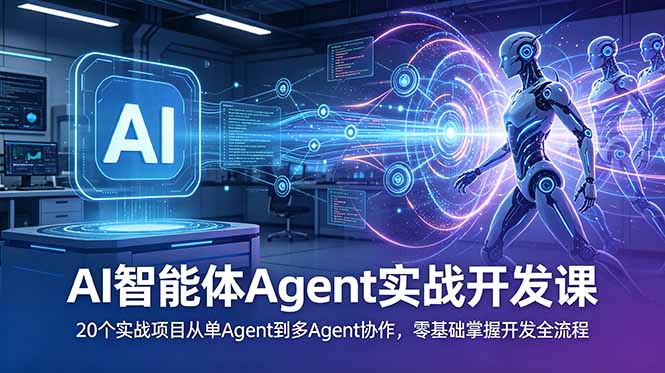 AI智能体Agent实战开发课：20个实战项目从单Agent到多Agent协作，零基础掌握开发全流程-niguangts