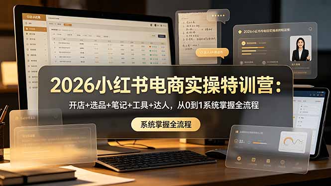 2026小红书电商实操特训营：开店+选品+笔记+工具+达人，从0到1系统掌握全流程-niguangts