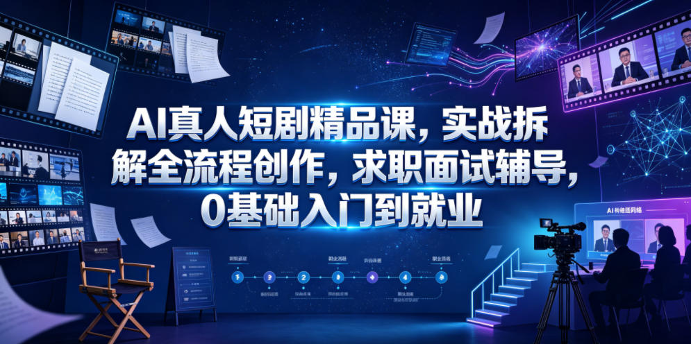 AI真人短剧精品课，实战拆解全流程创作，求职面试辅导，0基础入门到就业-niguangts