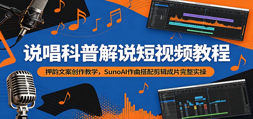 说唱科普解说短视频教程：押韵文案创作教学，SunoAI作曲搭配剪辑成片完整实操-niguangts
