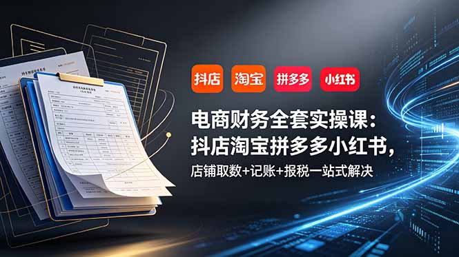 电商财务全套实操课：抖店淘宝拼多多小红书，店铺取数+记账+报税一站式解决-niguangts