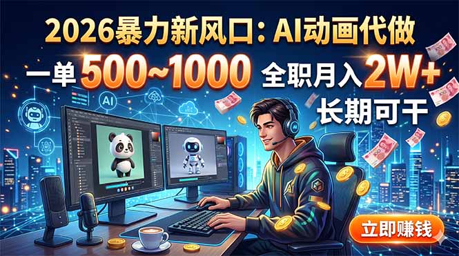 2026暴力新风口：AI动画代做，一单500~1000，全职月入2W+，长期可干-niguangts