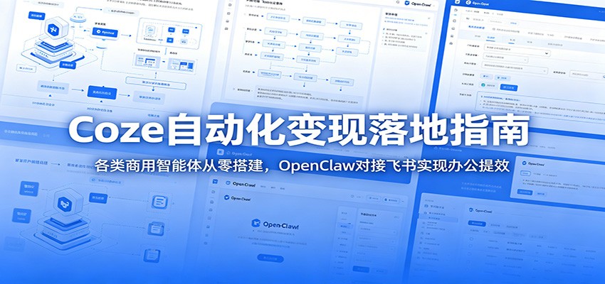Coze自动化变现落地指南：各类商用智能体从零搭建，OpenClaw对接飞书实现办公提效-niguangts