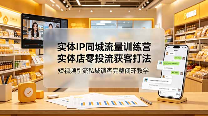 实体IP同城流量训练营：实体店零投流获客打法，短视频引流私域锁客完整闭环教学-niguangts
