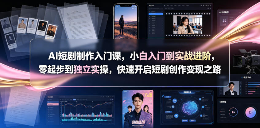 AI短剧制作入门课，小白入门到实战进阶，零起步到独立实操，快速开启短剧创作变现之路-niguangts