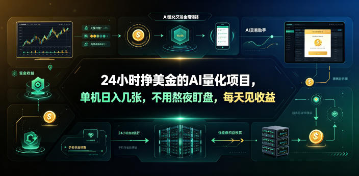 24小时挣美金的AI量化项目，单机日入几十美刀，不用熬夜盯盘，每天见收益【揭秘】-niguangts