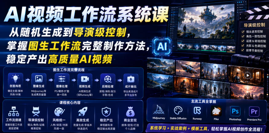 AI视频工作流系统课，从随机生成到导演级控制，掌握图生工作流完整制作方法，稳定产出高质量AI视频-niguangts