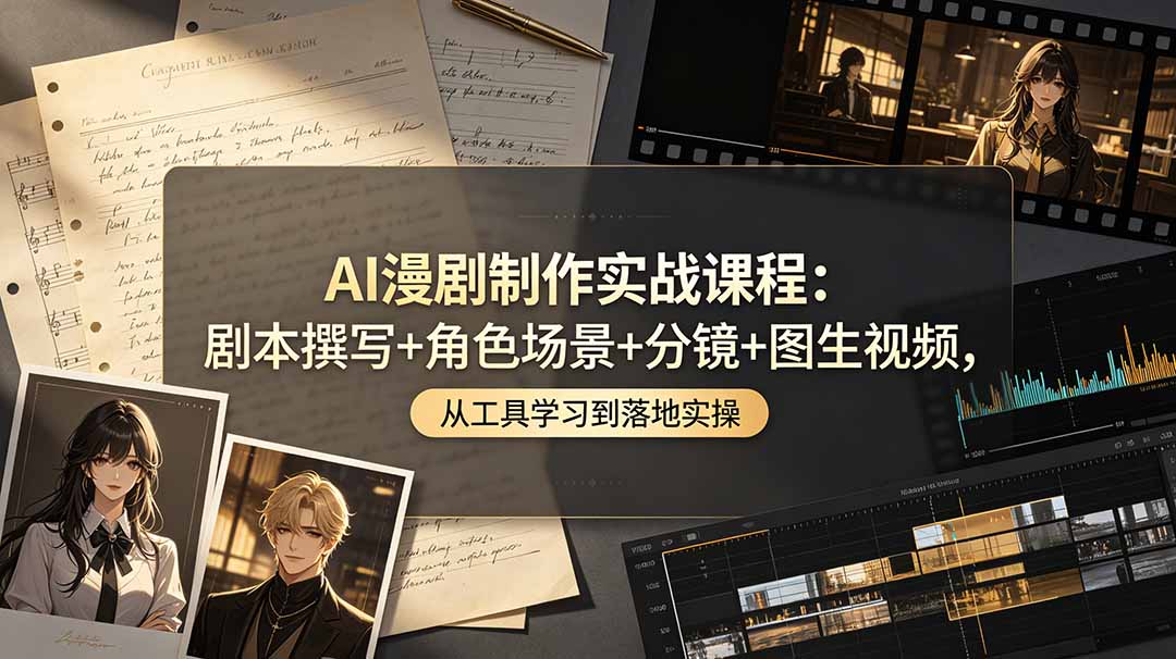 AI漫剧制作实战课程：剧本撰写+角色场景+分镜+图生视频，从工具学习到落地实操-niguangts