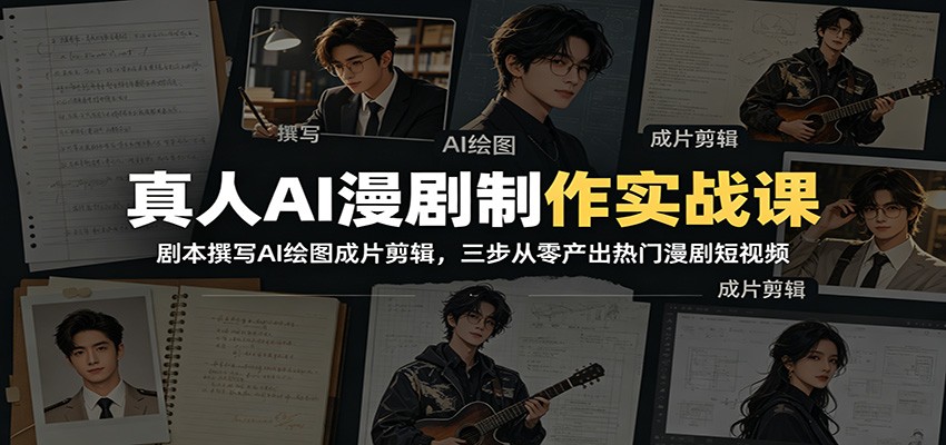 真人AI漫剧制作实战课：剧本撰写AI绘图成片剪辑，三步从零产出热门漫剧短视频-niguangts