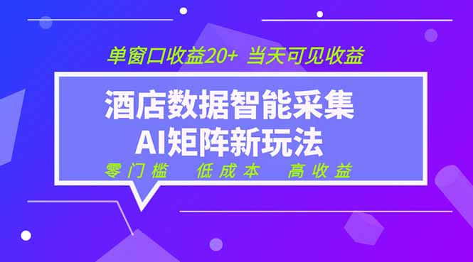 2026酒店数据采集ai智能矩阵新风口  低成本   高收益   当天见收益   单窗口20+-niguangts