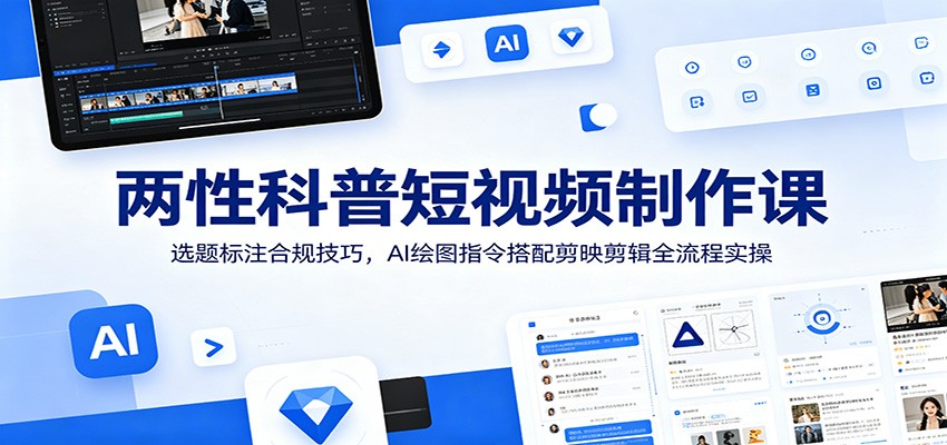 两性科普短视频制作课：选题标注合规技巧，AI绘图指令搭配剪映剪辑全流程实操-niguangts