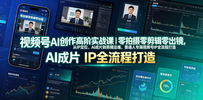 视频号AI创作高阶实战课｜零拍摄零剪辑零出镜，从IP定位、AI成片到剪辑运维，普通人专属视频号IP全流程打造-niguangts