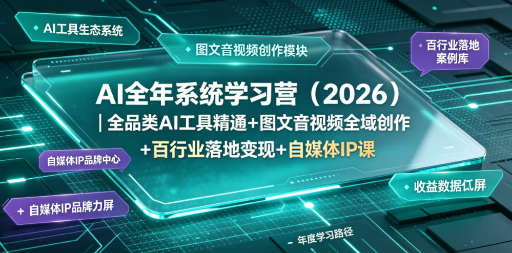 AI全年系统学习营(2026)｜全品类AI工具精通+图文音视频全域创作+百行业落地变现+自媒体IP打造年度进阶大课-niguangts