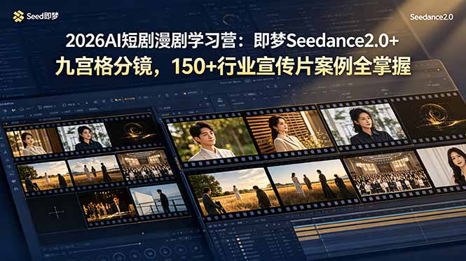 2026AI短剧漫剧学习营：即梦Seedance2.0+九宫格分镜，150+行业宣传片案例全掌握-niguangts