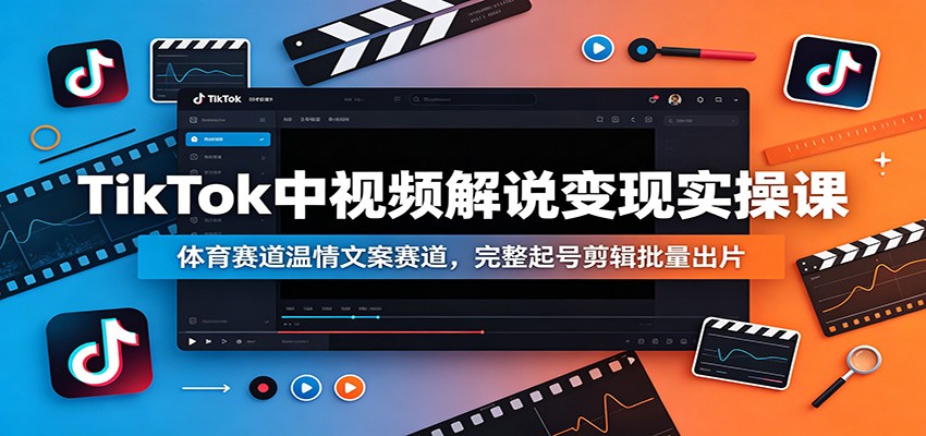 TikTok中视频解说变现实操课：体育赛道温情文案赛道，完整起号剪辑批量出片-niguangts