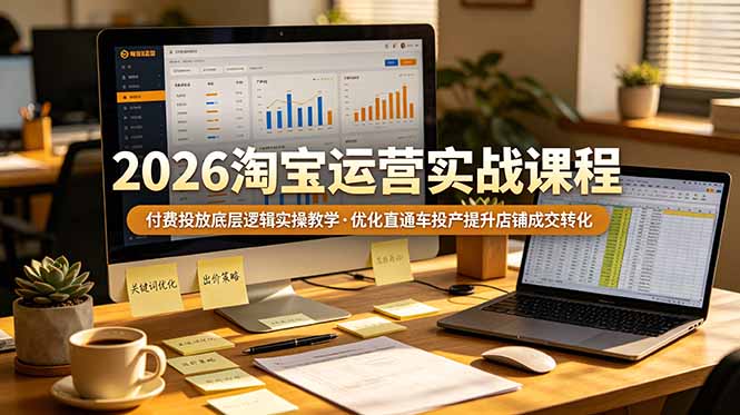 2026 淘宝运营实战课程，付费投放底层逻辑实操教学，优化直通车投产提升店铺成交转化-niguangts