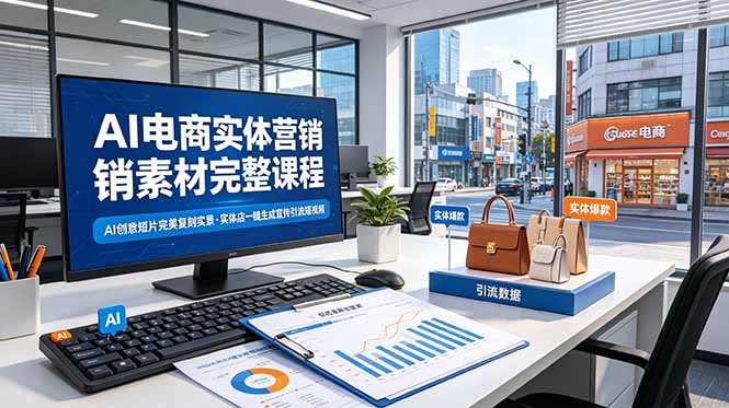 AI电商实体营销素材完整课程，AI创意短片完美复刻实景，实体店一键生成宣传引流短视频-niguangts