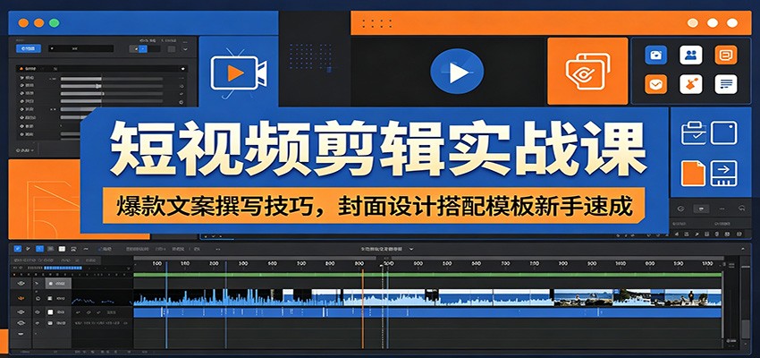 短视频剪辑实战课：爆款文案撰写技巧，封面设计搭配模板新手速成-niguangts