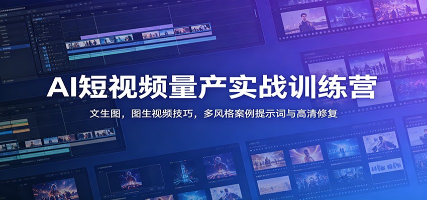 AI短视频量产实战训练营：文生图，图生视频技巧，多风格案例提示词与高清修复-niguangts