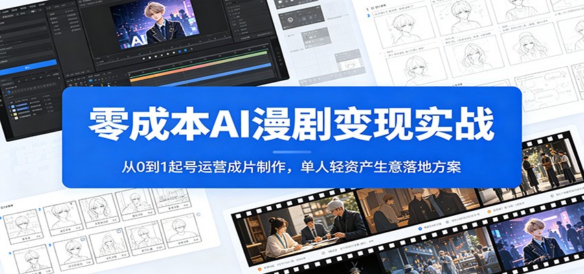 零成本AI漫剧变现实战：从0到1起号运营成片制作，单人轻资产生意落地方案-niguangts