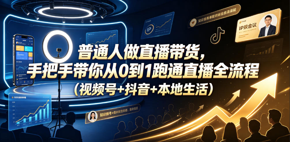 普通人做直播带货，手把手带你从0到1跑通直播全流程(视频号+抖音+本地生活)-niguangts