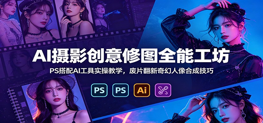 AI摄影创意修图全能工坊：PS搭配AI工具实操教学，废片翻新奇幻人像合成技巧-niguangts