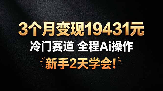 3个月变现19431元，冷门赛道 全程Ai操作，新手2天学会！-niguangts