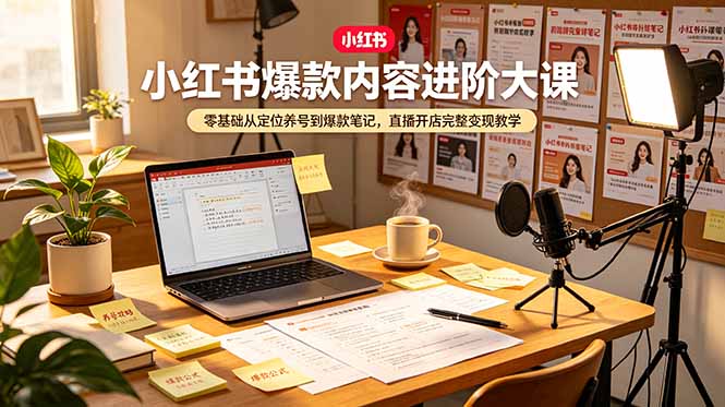 小红书爆款内容进阶大课，零基础从定位养号到爆款笔记，直播开店完整变现教学-niguangts
