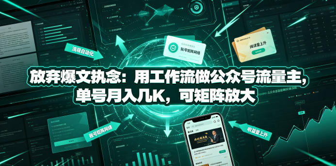 放弃爆文执念：用工作流做公众号流量主，单号月入几K，可矩阵放大-niguangts