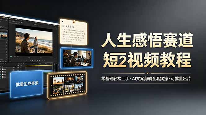 人生感悟赛道短视频教程，零基础轻松上手，AI文案剪辑全套实操可批量出片-niguangts